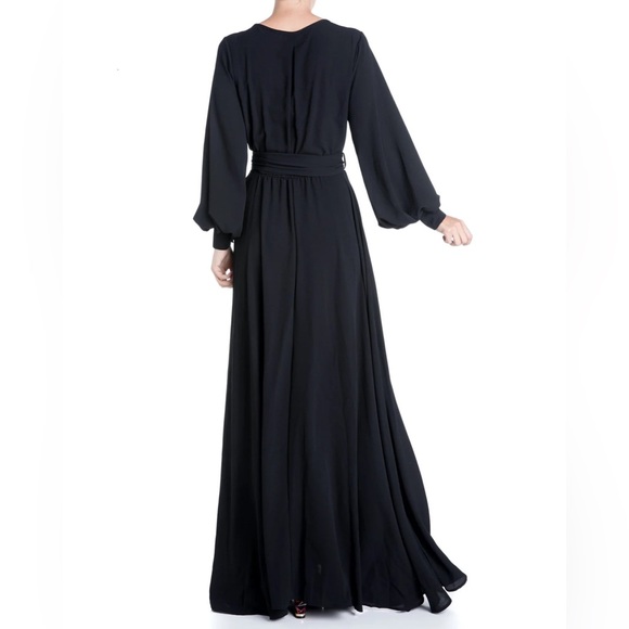 NWT Meghan LA Women’s 70’s Venus Black Maxi Dress with Bell Sleeves Size Small - Picture 3 of 11